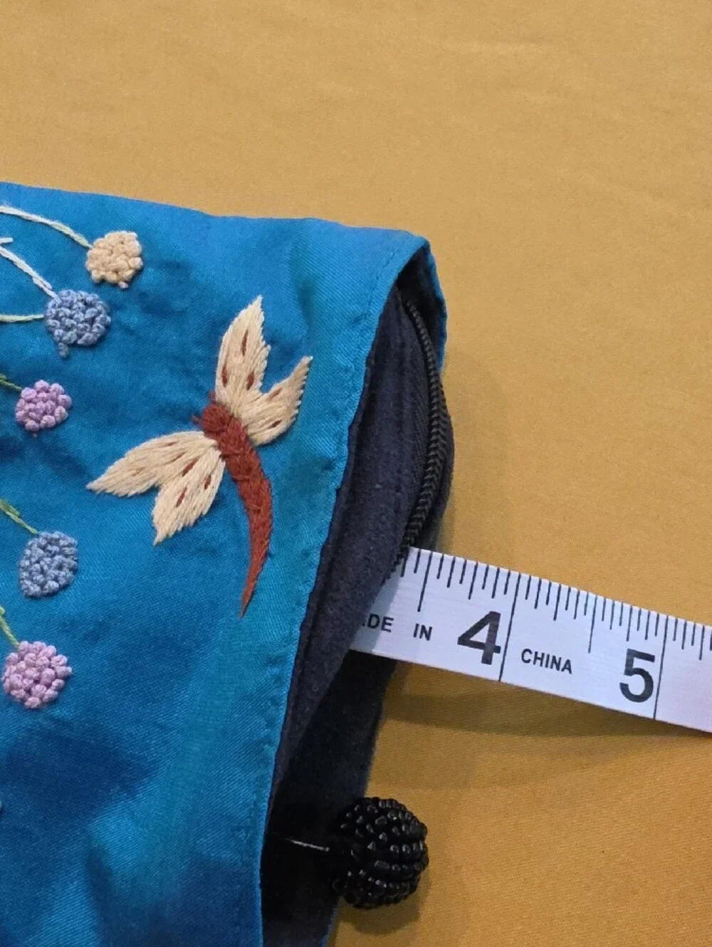 Lot of 2 Handcrafted Pouches 100% Silk Embroidered Dragonfly & Quilted Patchwork